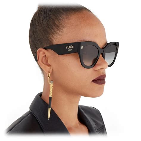 fendi can eye sunglasses black|fendi women's cat eye sunglasses.